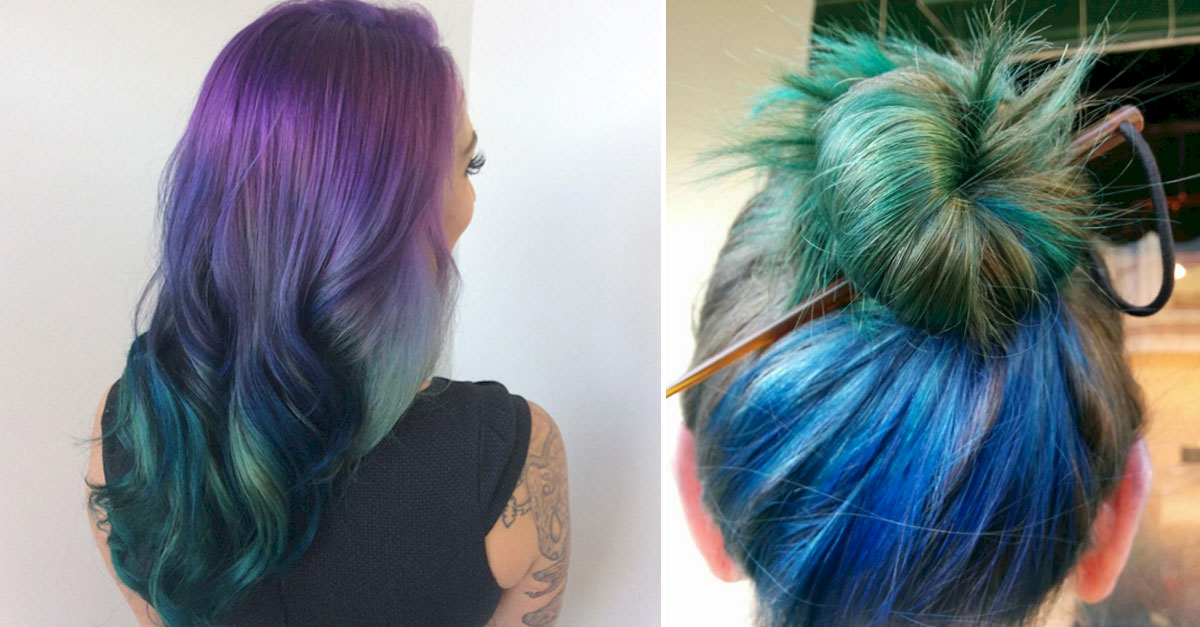 peacock blue hair colour highlights