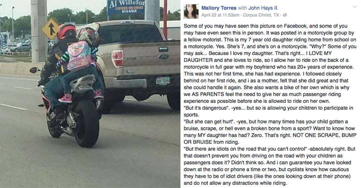 Mother Defends 7-Year-Old Daughter Riding Motorcycles