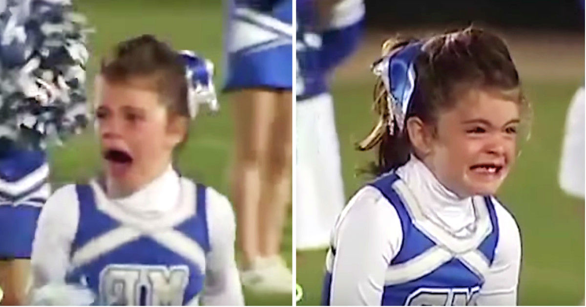 Little Cheerleader Can’t Help Her Tears When She Recognizes Dad&#8217;s Voice On Speaker