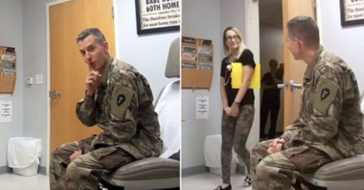 Soldier Travels 40 Hours To Act As A “Patient” To Surprise His Doctor Wife