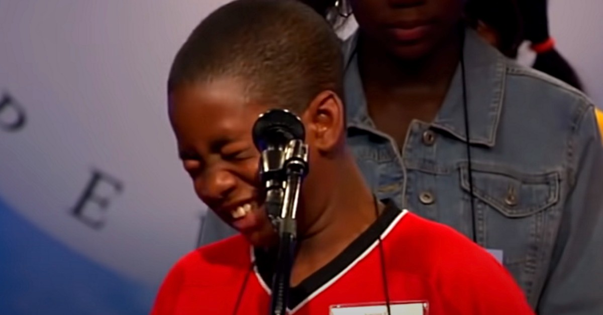 Young man can’t stop laughing at his spelling bee word