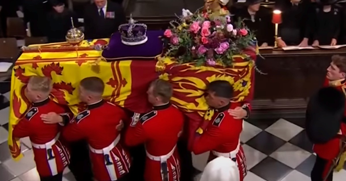 Look Closely At The Flowers On Top Of The Queens Casket